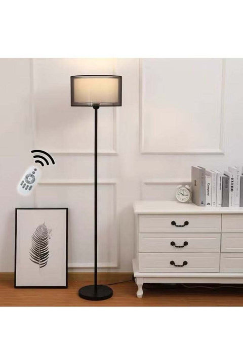 Floor Lamp, Dual-layer lampshade, Tri-color dimmable, Vertical Standing, Black Metal, 12 Watt