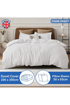 Premium 3 Piece Duvet Cover Set | 100% Cotton Fabric Duvet Cover & 2 Pillow Shams (White, 200 x 200cm)