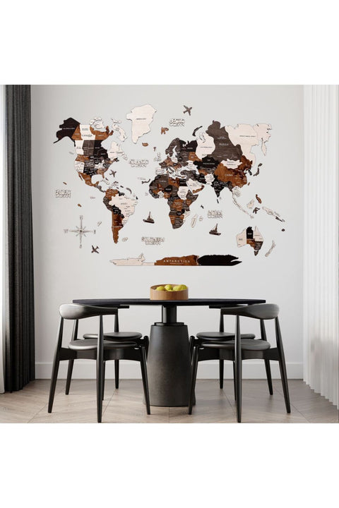 Enjoy The Wood Wooden World Map Wall Decor, Natural Wood Tone Travel Wall Art for Home and Kids Room, Educational Gift Idea for Boys, Girls, Son and Daughter UAE – Wood Tone S (73 x 49 cm)