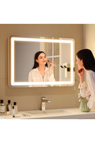 58 x 48cm Vanity Mirror with Lights, Large Smart Makeup Mirror with LED, Dimmable 3-Color Light, USB Charging Port and Magnifying Glass