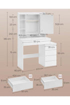 Dressing Table with LED Lights, Adjustable Brightness, 40 x 97.5 x 145 cm, Modern Makeup Desk, Vanity Table with Mirror, Drawers, Open Compartments, Adjustable Shelves, Cloud White