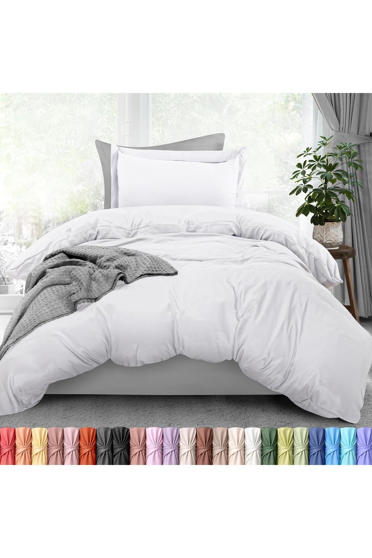 Duvet Cover Twin Size Set - 1 Duvet Cover with 1 Pillow Sham - 2 Pieces Comforter Cover with Zipper Closure - Ultra Soft Brushed Microfiber, 68 X 90 Inches (Twin/Twin XL, White)