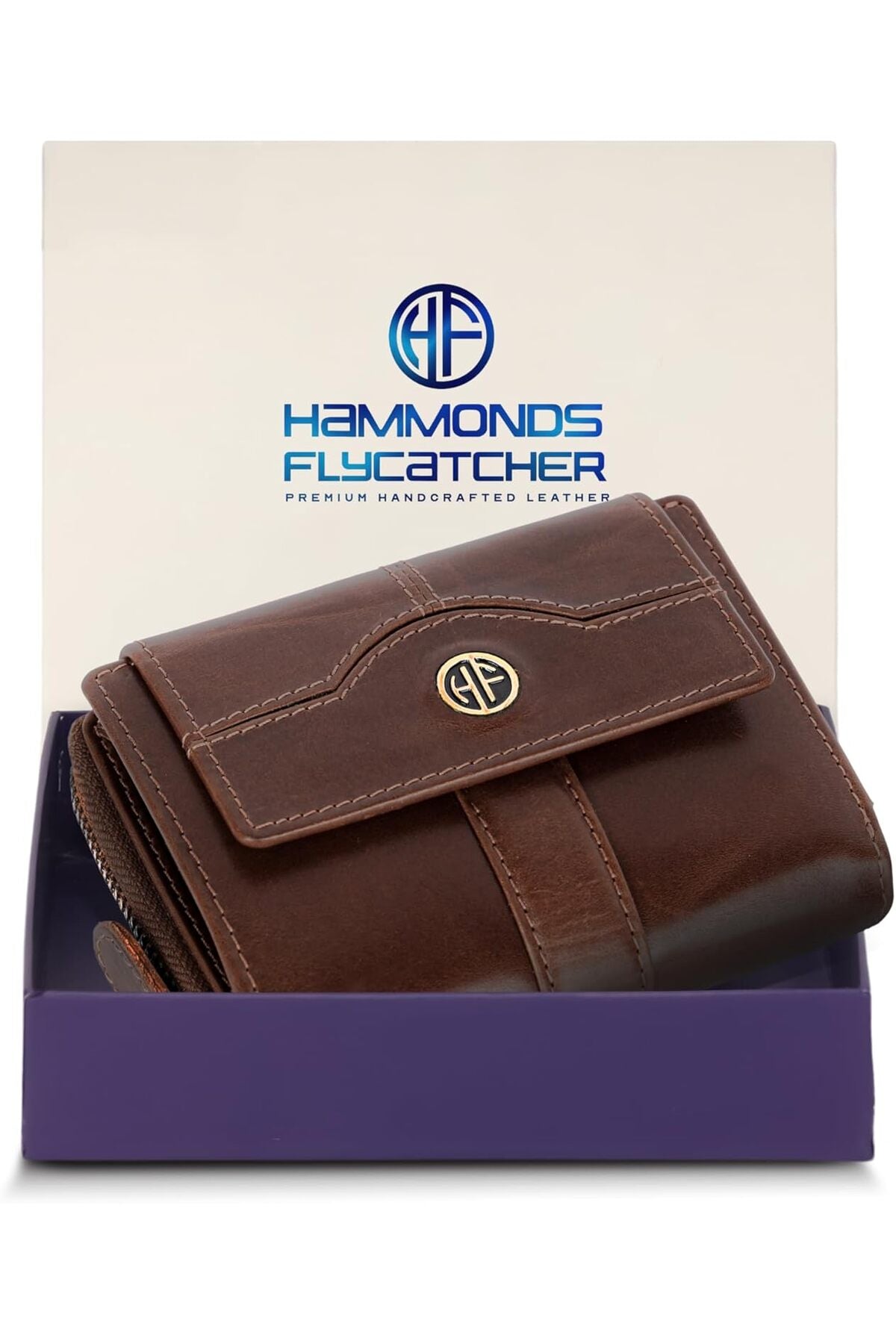Leather Ladies Wallet for Woman with 14 Card Slots - Blazing Brown, Modern, RFID Protected