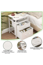Nightstand with 2 Drawers and 1 Open Shelf, Side Table for Living Room and Bedroom