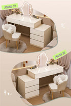 Vanity Desk, Makeup Dressing Table Vanity Bench with Locker, Multifunctional Dresser Makeup Storage Cabinet with Drawers for Women and Girls, White 100cm