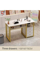 Manicure Table Nail Desk, Beauty Salon Nail Table with 3 Storage Drawers, Manicure Desk Workstation for Nail Tech Marbling Texture Home Makeup Beauty Salon Equipment, 100*40*76cm