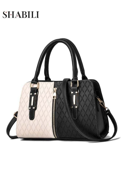Women Shoulder Bag Crossbody Bag Tote Bags PU Large-Capacity Multi-Pocket Color-Block Stitching Handbag