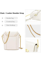 Bucket Bag for Women, Small Crossbody Shoulder Bag, Water-Resistant PU Leather Satchel, Retro Fashion Handbag with Chain Strap for Daily Use – White