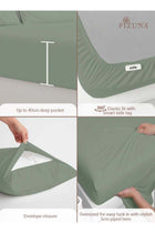 Pure Combed Cotton Bed Sheet Set Queen Size Sea Foam, 400 Thread Count Sateen Weave