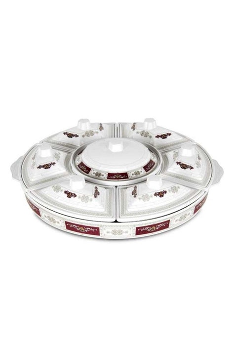 Melamine Rotating Serving Tray White/Red 56cm