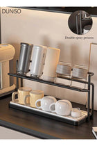 Black Double-Layer Dish Drying Rack with Drain Tray, Multi-Functional Kitchen Countertop Organizer for Dishes, Cups, Mugs & Water Bottles, Metal Storage Holder