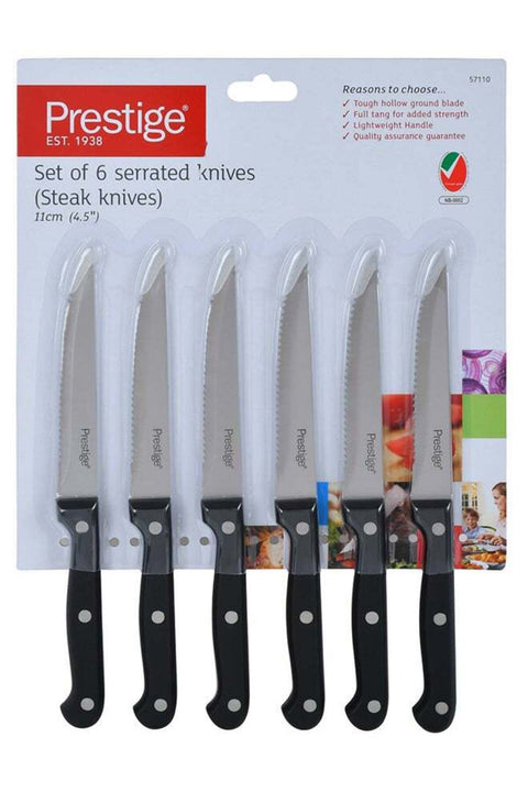 6-Piece Steak Knife Set Black/Silver 11cm