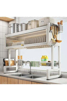 Mega Deal UV Enterprises Over the Sink Dish Drainer Drying Rack 3 Tier Over Sink Dish rack for a Tidy Kitchen Sink Shelf Organized Space-Saving Dish Rack with Cover for Dishes, Glasses, Bowls, and C