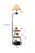 Nordic Curved Floor Lamp with 3-Layer Side Table and Storage Drawer, Multi-functional
