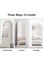Arched Full Length Mirror, 160x60cm Arch Floor Mirror with Stand, Full Length Mirror Wall Mirror Hanging or Leaning Arched-Top Full Body Mirror for Bedroom (White, 160x60cm (63"x23.6"))