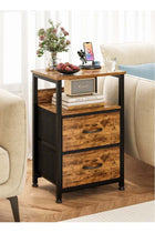 3-Tier Nightstand Side Table with 2 Fabric Drawers Home Bedside Table End Coffee Table for Bedroom 45*30*73cm Brown