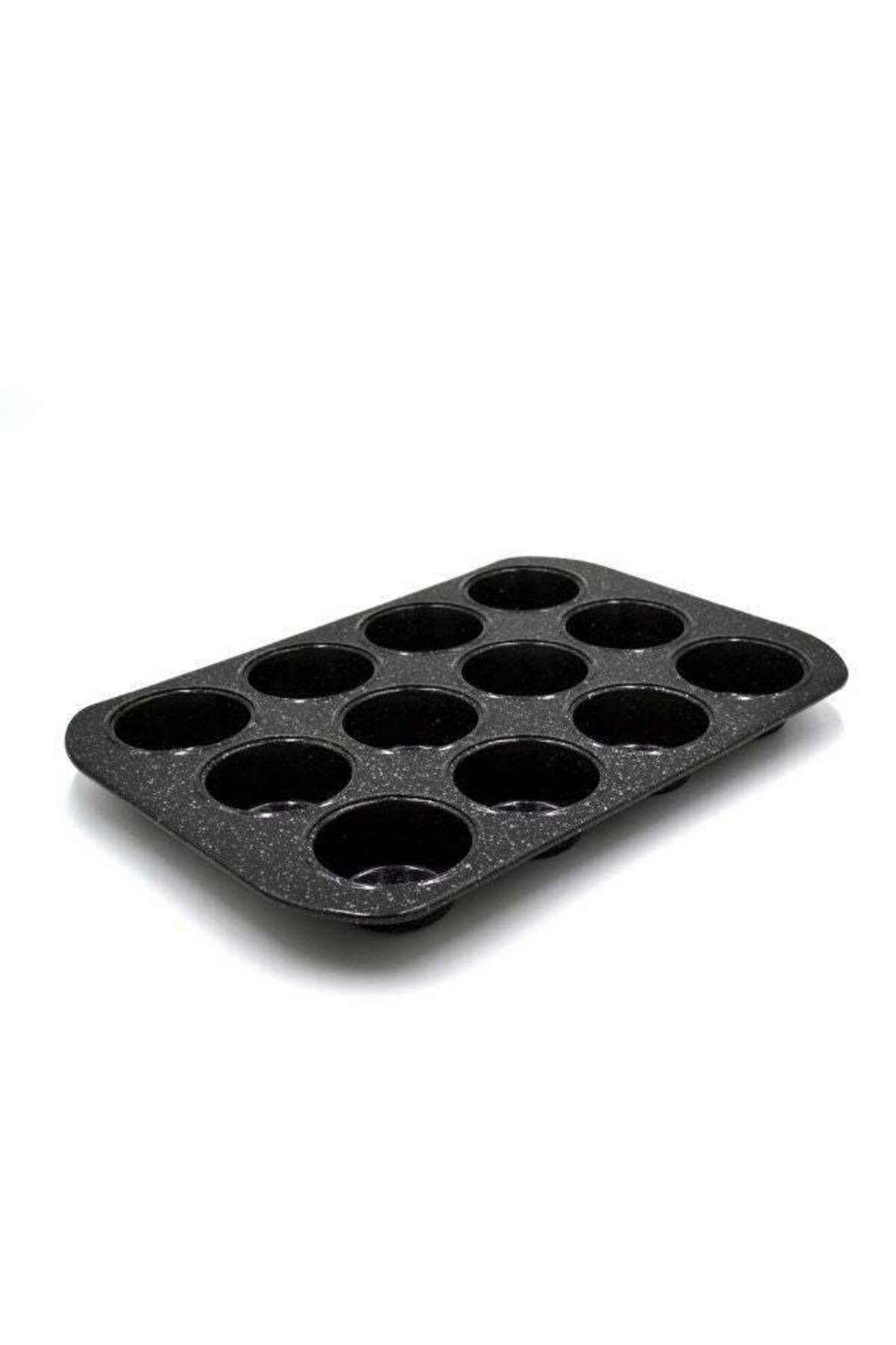Granite Deep Muffin Tray | Non-Stick 12-Cup Muffin Pans Tin - Carbon Steel Baking Tray for Cupcakes PR48754