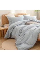 Duvet Cover Set 100% Washed Cotton Linen Feel Super Soft Comfortable Chic Lightweight 2 PCs Home Bedding Set Solid Cornflower Blue Twin/Twin XL