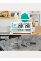 Dish Drying Rack 2 Tier Dish Rack And Drainboard Set Large Capacity Dish Drainer Organizer Shelf With Utensil Holder Cup Rack For Kitchen Counter White
