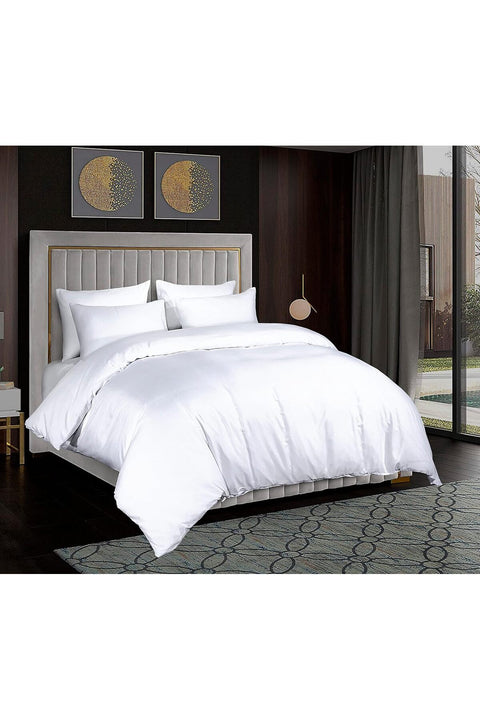 Sapphire Collection Bedding Duvet Cover Soft Brushed Microfibre Duvet Cover with Pillowcases Bedding Quilt Cover Set Wrinkle free (White, Double)