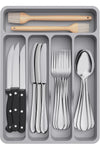 Cutlery Drawer Organizer, Kitchen Utensil Storage Tray, 5 Compartments, Gray