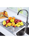 Over The Sink Dish Drying Rack, Roll up Sink Dish Drainer Rack Multipurpose Foldable Kitchen Stainless Steel Dish Rack Drying Rack