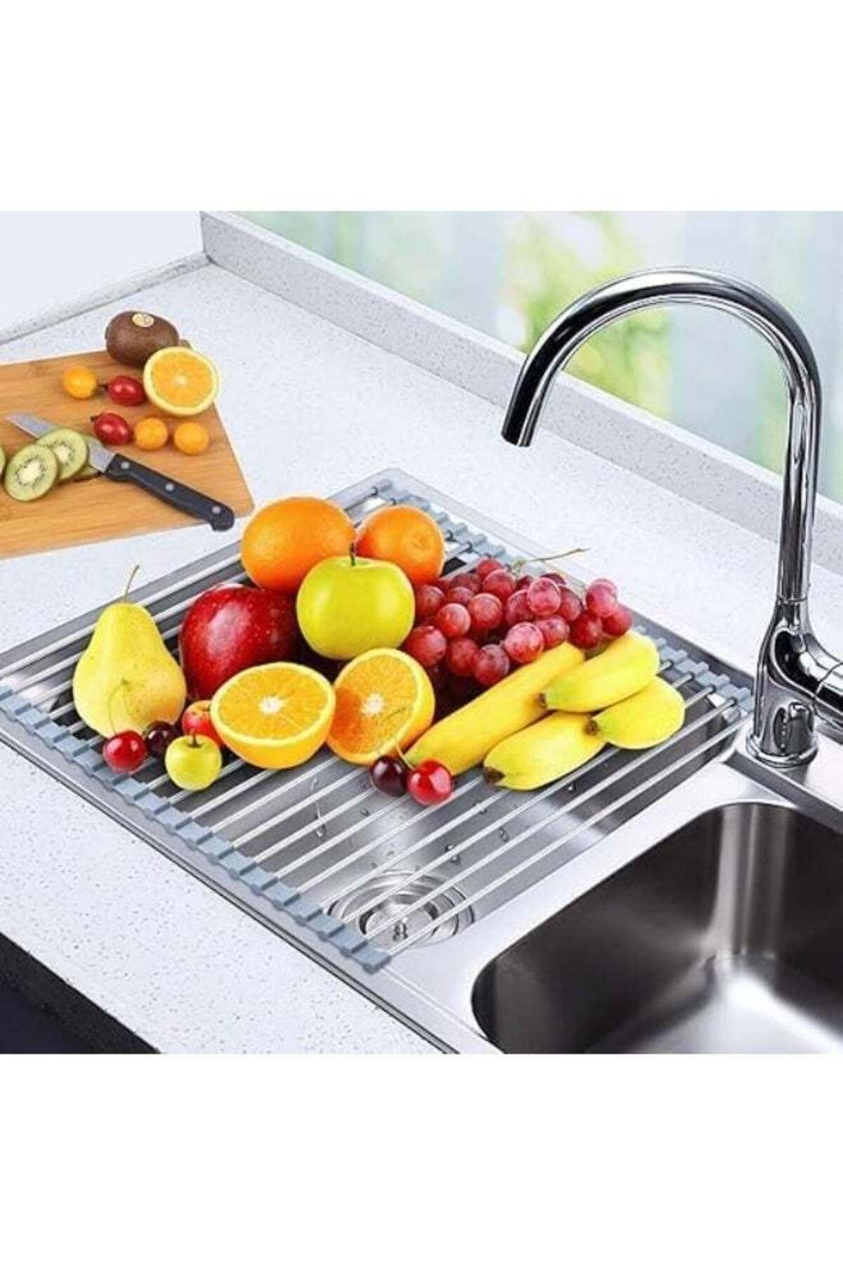 Over The Sink Dish Drying Rack, Roll up Sink Dish Drainer Rack Multipurpose Foldable Kitchen Stainless Steel Dish Rack Drying Rack