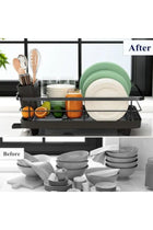 Black Stainless Steel Dish Drying Rack With Cutlery Holder Compact Space Saving Design For Small Kitchen