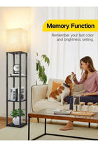 Floor Lamp with Shelves and Remote With Warm Light Shelf Lamps with 3 Color Temperature LED Bulb Storage Wood Texture Modern Display Standing Lamp for Living Room Office Bedroom Metal Black 20