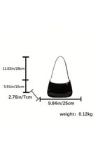 Solid Black Minimalist Crescent Shoulder Bag for Women – Stylish Faux Leather Purse with Zipper Closure for College & Daily Outings