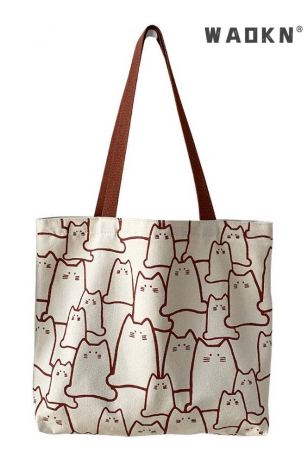 Cute Tote Bag for Women with Zipper, Canvas handbag ladies simple literary fashion cute totem