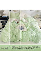 Duvet Cover Set King Size 4 Pcs, Upgraded Super Soft Washed Cotton Bedding Set - Greenish Yellow