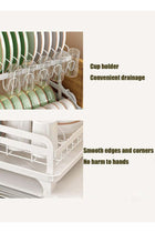 2-layer metal dishwashing rack, foldable dishwashing rack with drip tray, no installation required, multifunctional storage on kitchen countertop with drainage board