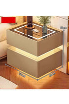 Modern Bedside Nightstand Table with LED Mirror, Sensor Light, Wireless Charging and BT Speaker 50CM
