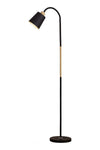 Floor Lamp White Black Wood Modern Standing Corner Reading Light, Black