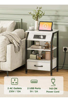 Nightstands with Power Strip, Bedside Table with Drawer, Sofa Side Table with Storage