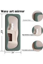 Wavy Arched Full Length Floor Mirror, 63"x24" Standing or Wall Mounted Body Mirror for Bedroom Dressing Room, Blue Flannel Frame (Blue, 160x60cm)
