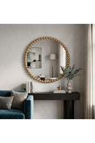 New In Bead Round Mirror 80X80X3Cm Gold
