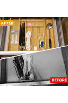 Kitchen Silverware Drawer Organizer, Extendable 6-8 grid Multifunctional Adjustable Utensil Organiser for Silverware, Flatware, Knives