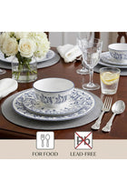Shallow By ROSA Porcelain 12-Piece Dinner Set Crockery Dinnerware with Plates, Side Plates & Bowls | Stackable Tableware for Ramadan Iftar, Family Dining & Everyday Use | Service for 4