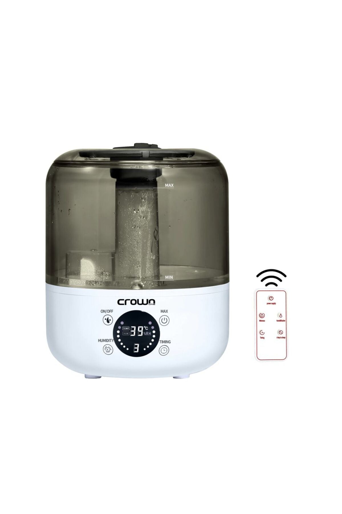 HF-415 Smart Humidifier with 3L Capacity, Dual Spray Nozzles, 3 Adjustable Speeds, and Essential Oil Compatibility for a Pleasant Aroma. With Remote control with 1 Year -White