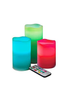 3-Piece Led Color Changing Candle With Remote Red/Green/Blue