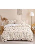 Herside Vintage Floral Duvet Cover Set Double 3 Pieces Soft Microfibre Botanical Flower Print Bedding Set Lightweight
