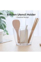 Kitchen Utensil Holder Counter, Plastic Utensil Organizer 4 Compartments Caddy for Cooking, Transparent