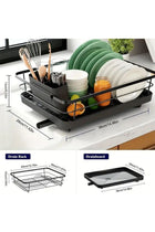 Black Stainless Steel Dish Drying Rack With Cutlery Holder Compact Space Saving Design For Small Kitchen