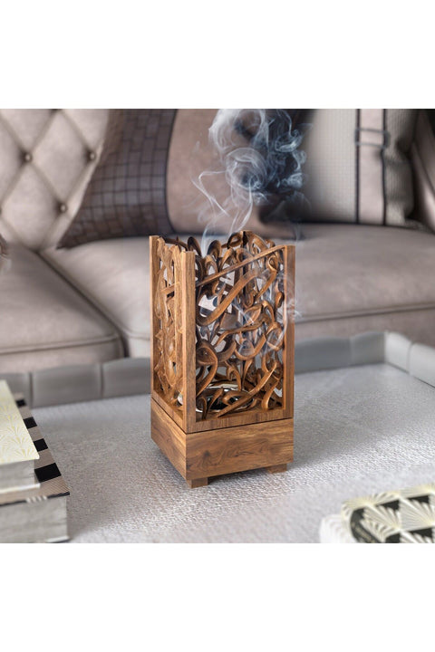 Wooden Arabic Calligraphy Incense Burner - Short