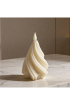 New In Swirl Led Candle M 7X13Cm Ivory