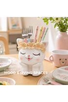 Beram Fantasy 2PCS Flower Pot Set Kitty and Panda Polyresin Cute Animal Succulent Planters with Flower Crown Decorative Mini Vase Indoor Outdoor Home Office Desk Decor Pen Pencil Holder Kit (2Pcs Set)