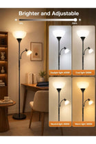 LED Floor Lamp with Reading Light, Remote & App Control, Dimmable Uplighter Standing Lamp, Adjustable Color Temperature, 182cm, Black
