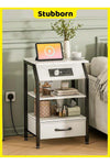 Nightstands with Power Strip, Bedside Table with Drawer, Sofa Side Table with Storage
